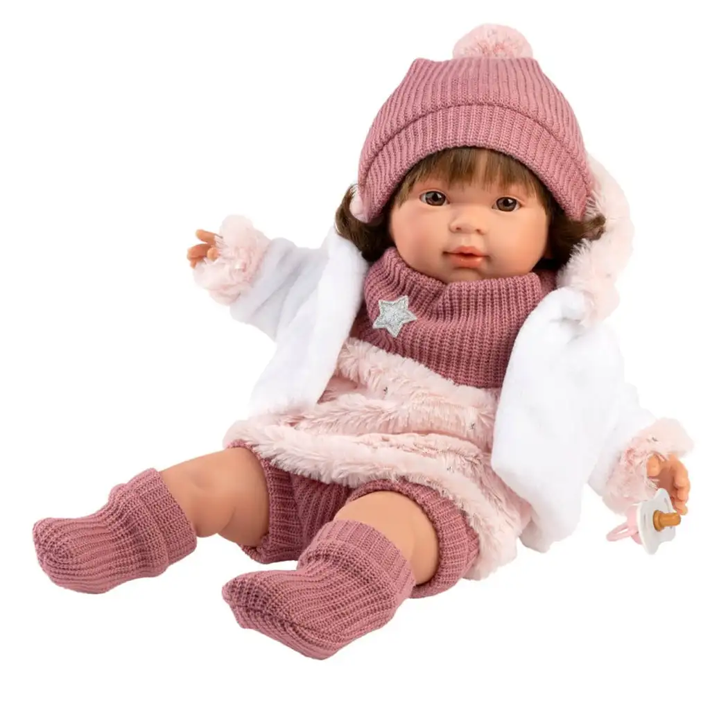 Llorens: Carla 42cm-es síró baba cumival csillagos ruhában kép 3