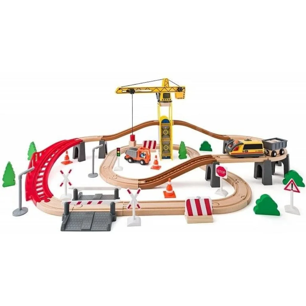 Fa vasúti pályaszett daruval - Woodyland kép 2
