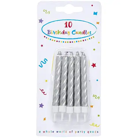 Csavart ezüst színű gyertya 10db-os szett