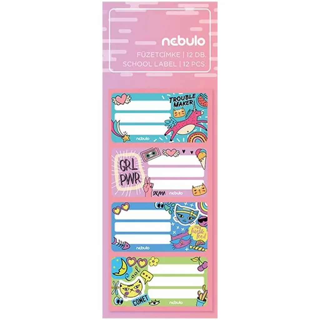 Nebulo: Girl Power füzetcímke 12db-os szett