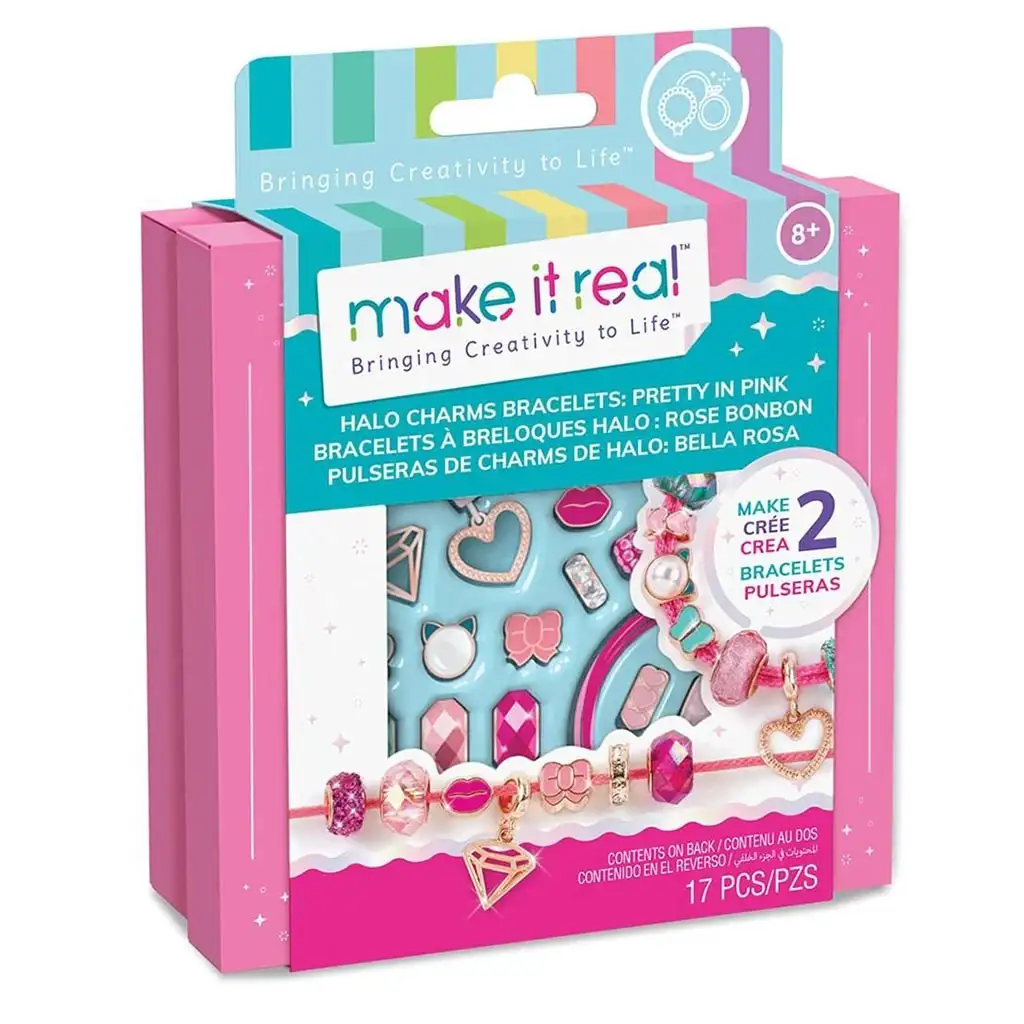 Make It Real: Ékszerkészítés, halo charm karkötők pink tárolóban