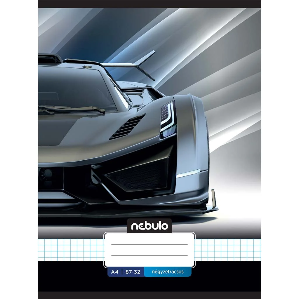 Nebulo: Tűzött kockás sport autó mintás füzet 87-32 A/4