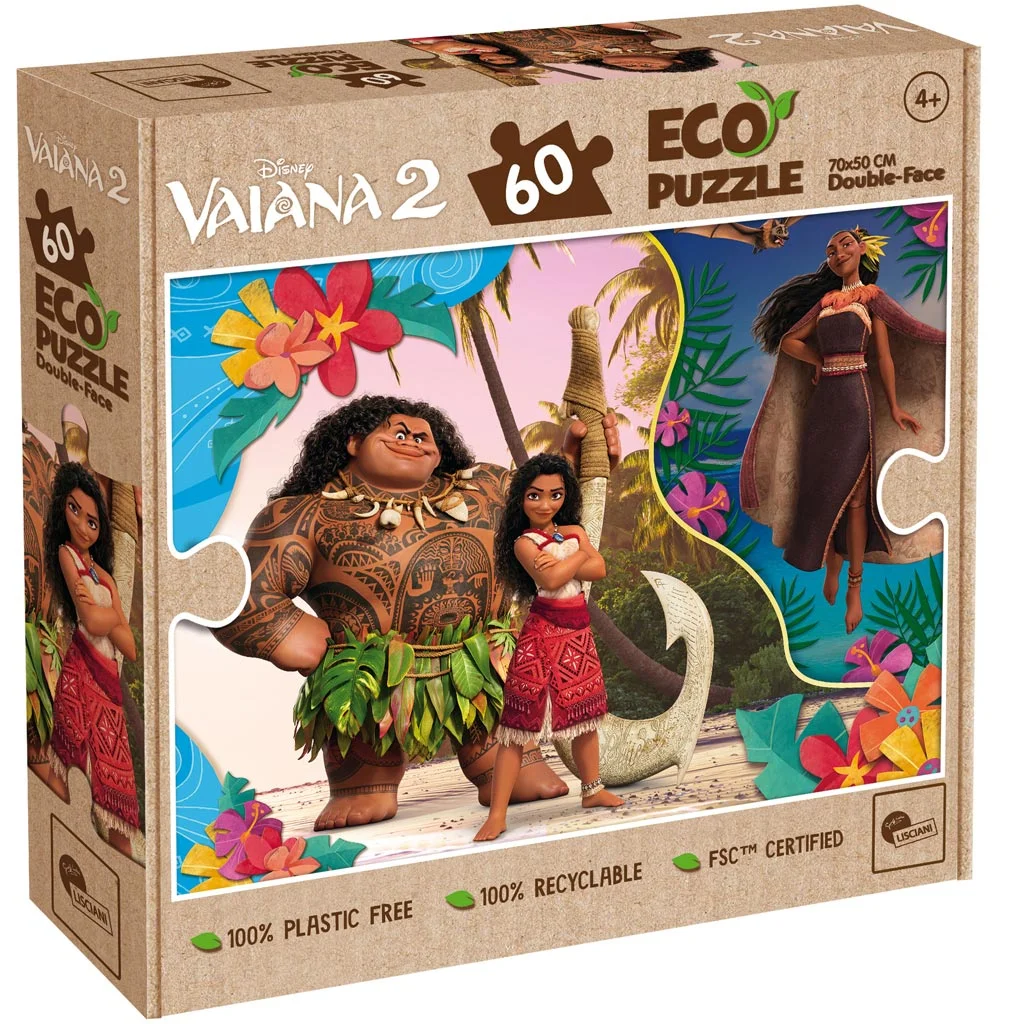 Vaiana 2 2 az 1-ben 60db-os Eco puzzle és színező 70x50cm - Lisciani