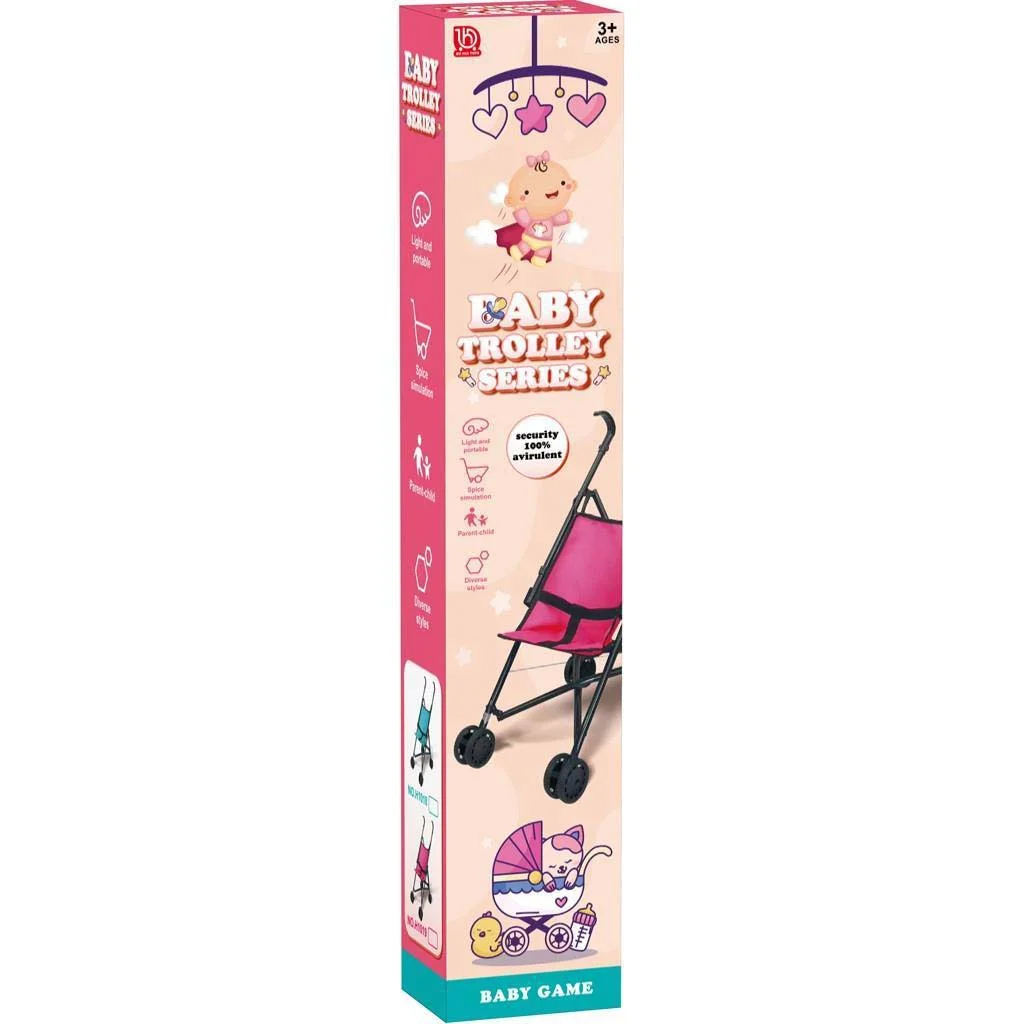 Luna: Rózsaszín babakocsi dobozban 26x48x52cm