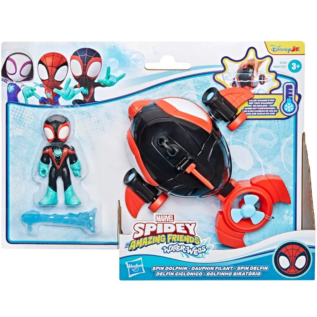Spidey and His Amazing Friends: Waterwebs figurák és színváltós járművek - Spin Dolphin - Hasbro
