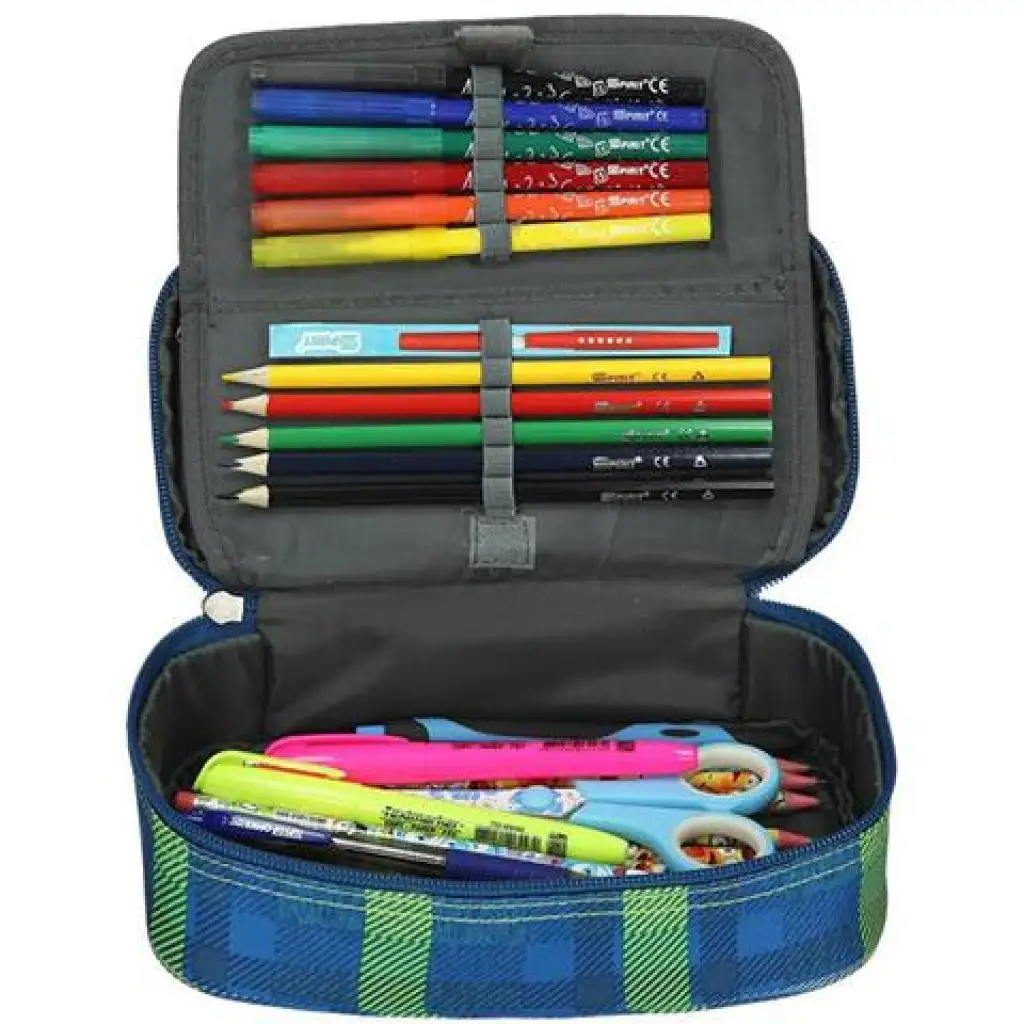 Spirit: My Bag kék kockás ovális tolltartó 23x10cm kép 3