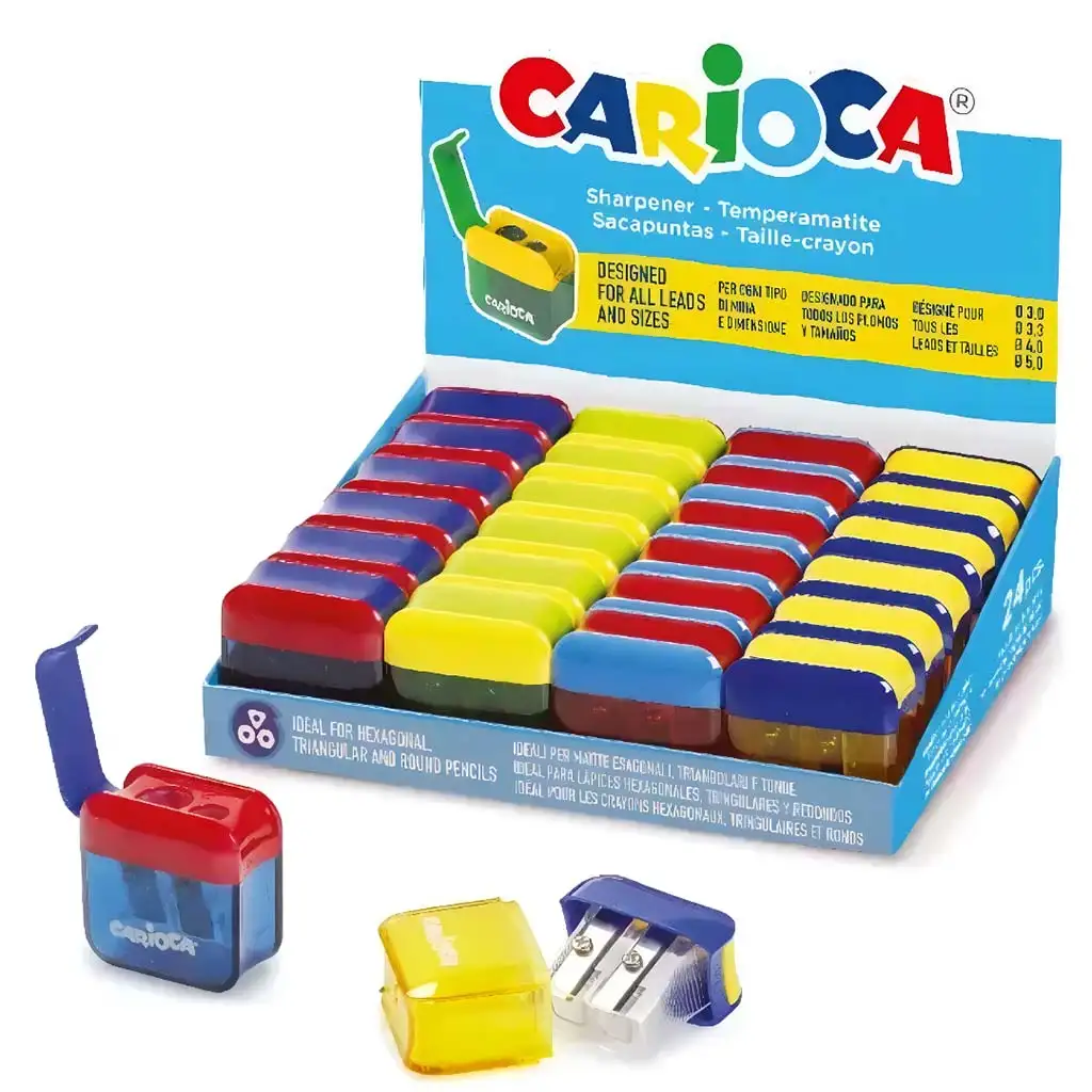 Tartályos két lyukú színes hegyező többféle 1db - Carioca