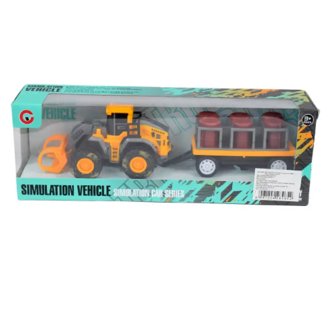 Engineering Truck: Traktor olajoshordókkal és utánfutóval 24cm kép 4