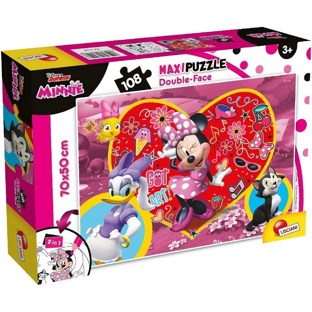 Minnie egér 2 az 1-ben 108db-os puzzle és színező 70x50cm - Lisciani