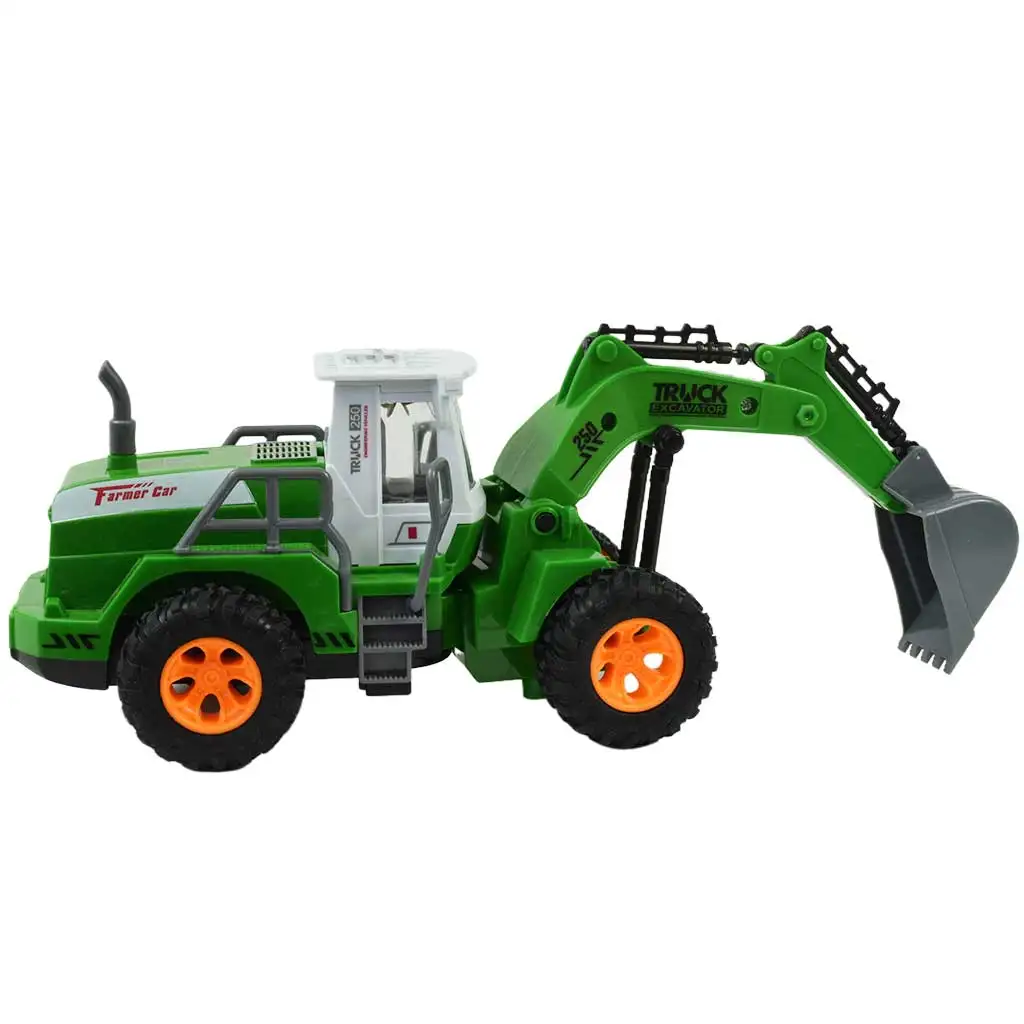 RC Távirányítós markoló munkagép zöld színben fényeffektekkel 1/30-as méretarány 22cm kép 2