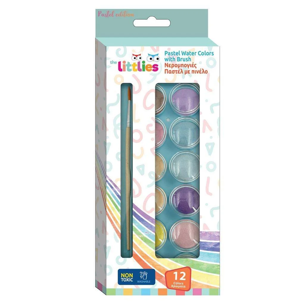 The Littlies: Vízfesték 12db pasztell színnel és ecsettel