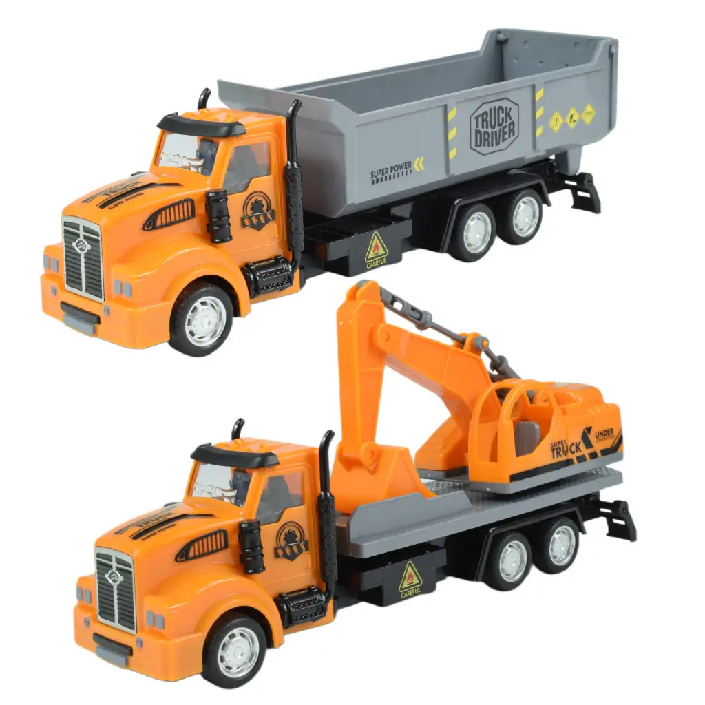 City Truck: Átalakítható lendkerekes építőipari teherautó jelzőtáblákkal 19cm kép 7