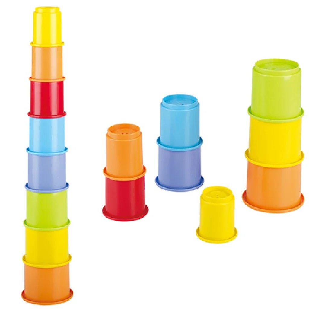 Playgo: Szivárvány poharas építőjáték újrahasznosított műanyagból 8db-os szett kép 2