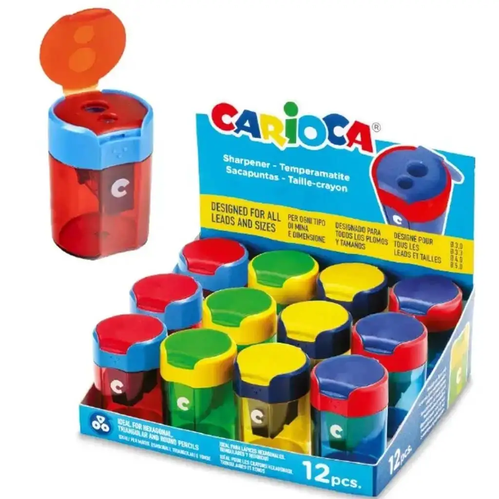 Két lyukú színes hegyező tartállyal többféle 1db - Carioca