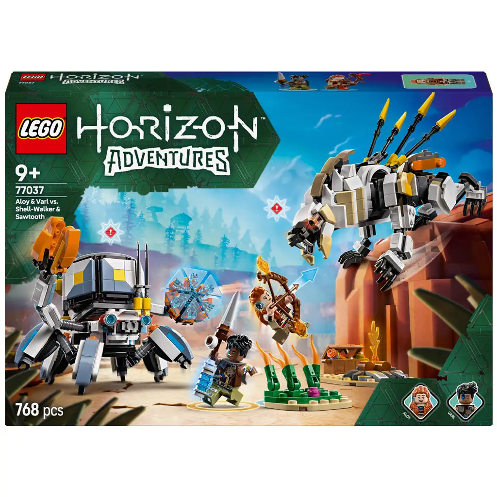 LEGO® Horizon™ Adventures: Aloy és Varl a páncéljáró és a fűrészfog ellen (77037)