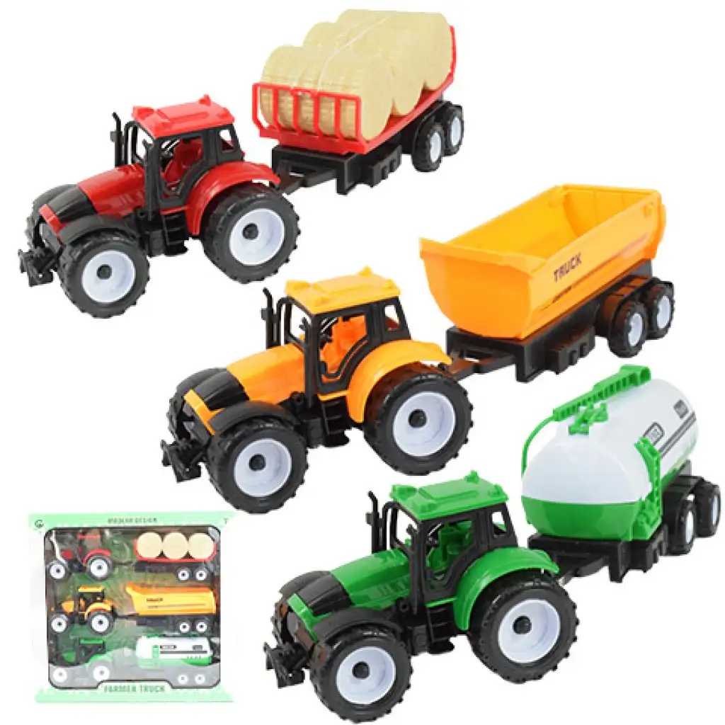Farmer Truck: Három részes farmer traktor szett utánfutóval 28cm