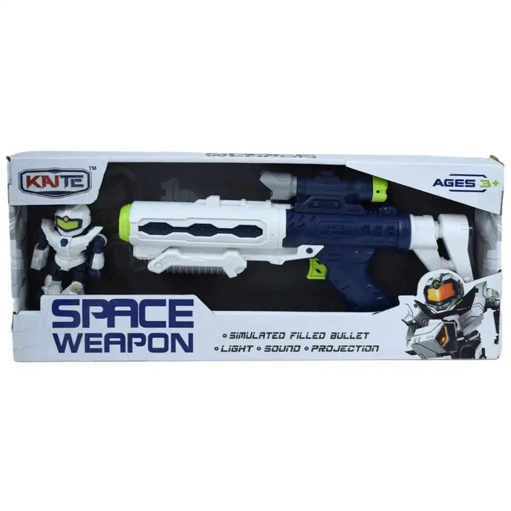 Space Weapon: Projektoros űrfegyver robotfigurával, fénnyel és hanggal 34cm kép 8