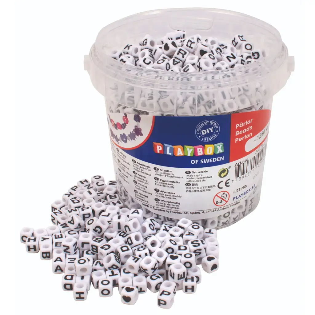 PlayBox: Betűs gyöngy szett vödörben 1250db-os