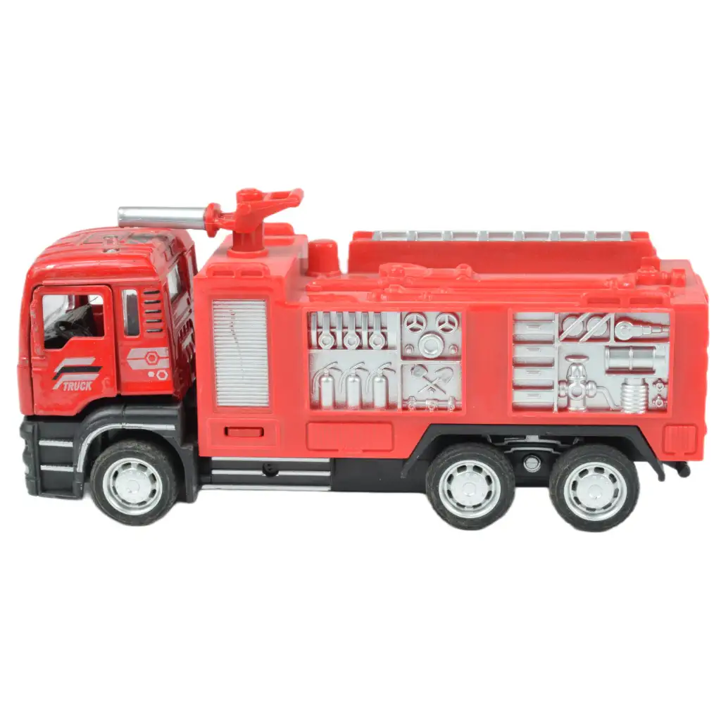 Fire Truck: Hátrahúzós tűzoltó teherautó kétféle változatban 14cm kép 3