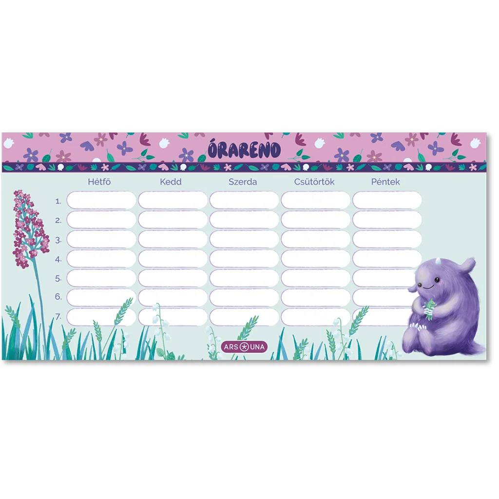 Ars Una: Mon Mignon egylapos, kétoldalas órarend