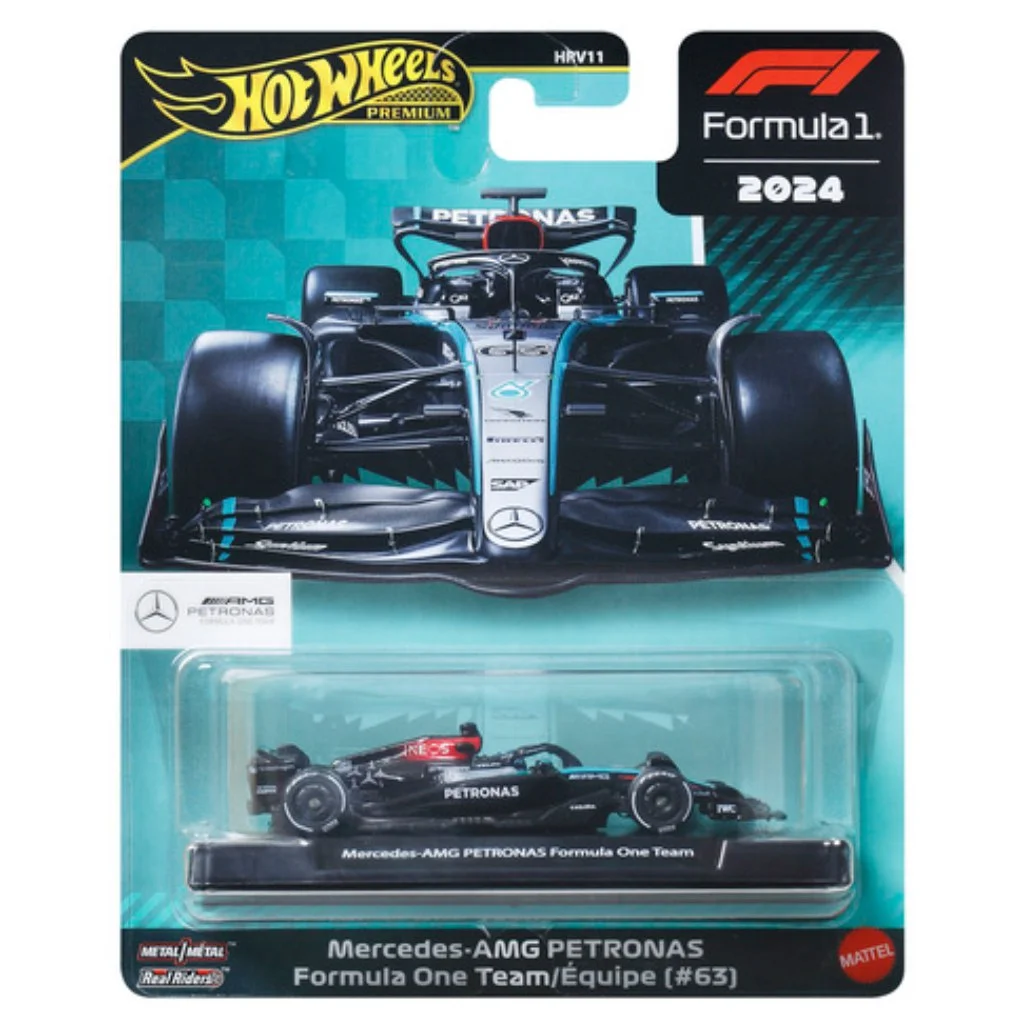 Hot Wheels Premium: Mercedes-AMG Petronas Formula 1 No. 63 kisautó 1/64 – Mattel
