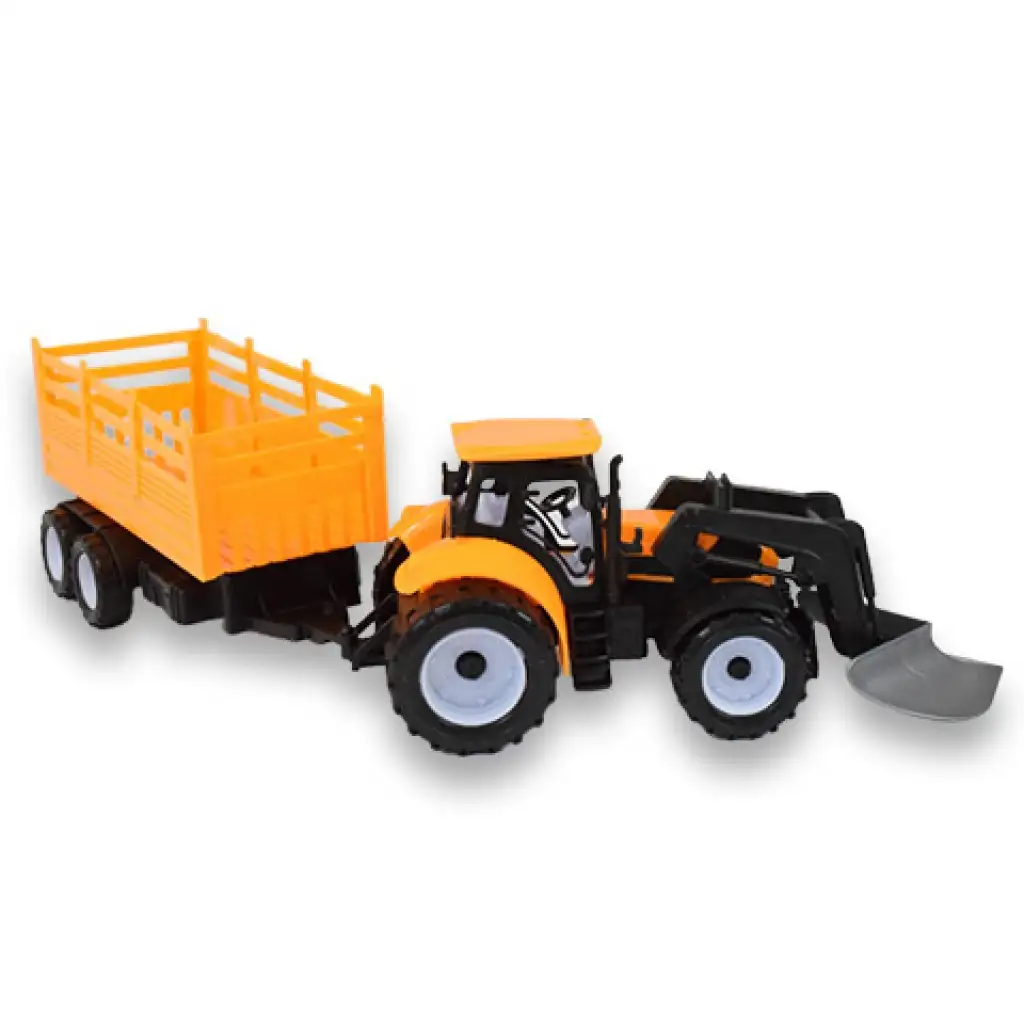 Engineering Truck: Kotró traktor munkagép kéttengelyes utánfutóval 45cm kép 3