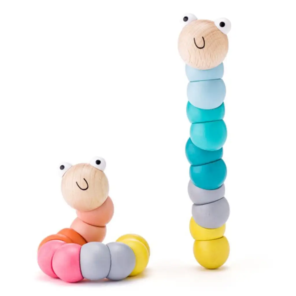 Színes tekergő kukac készség fejlesztő bébi játék - Woodyland