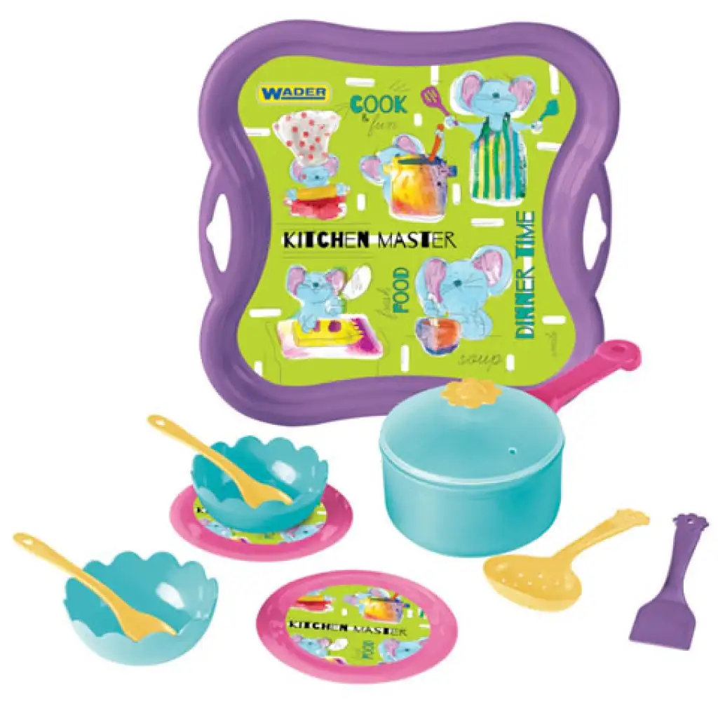 Dinner Time színes étkészlet tálcával - Wader