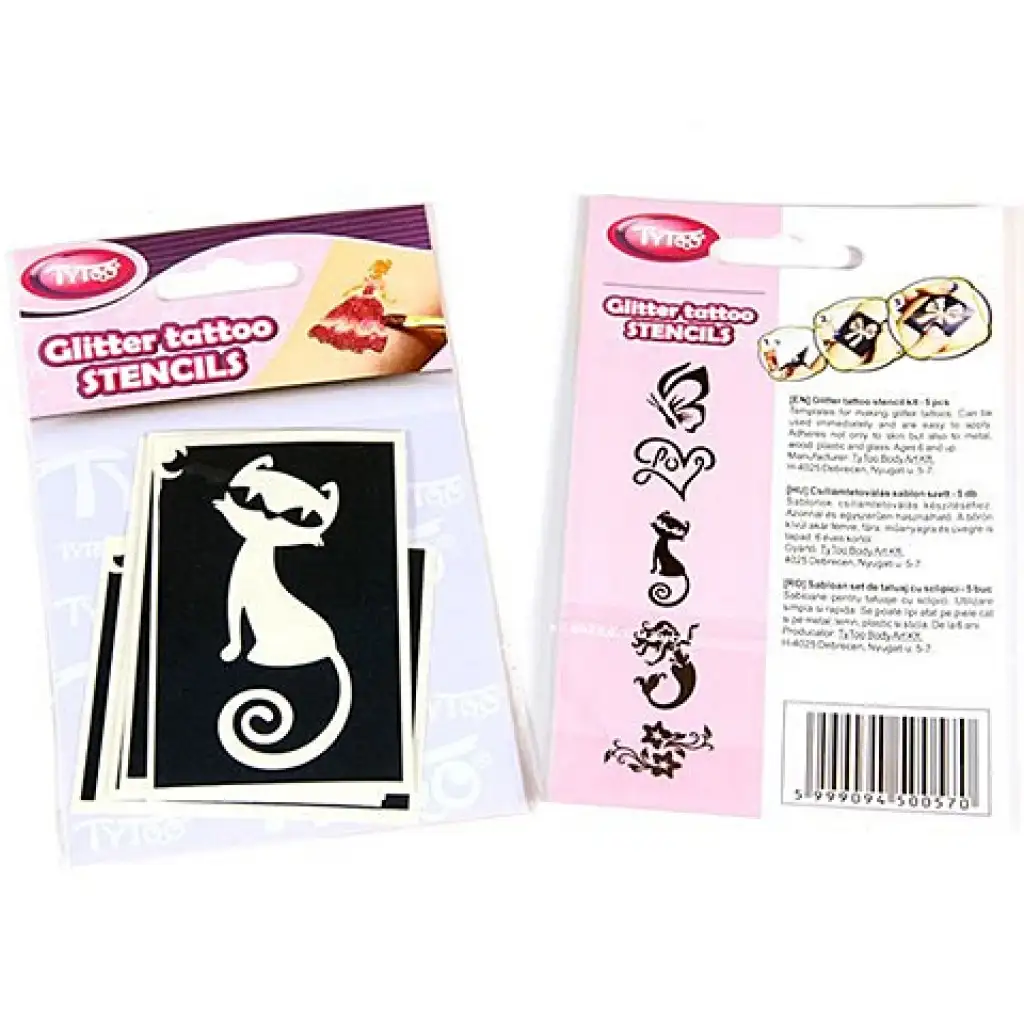 Lányos mini csillámtetoválás sablon szett sellővel 5db-os kép 2