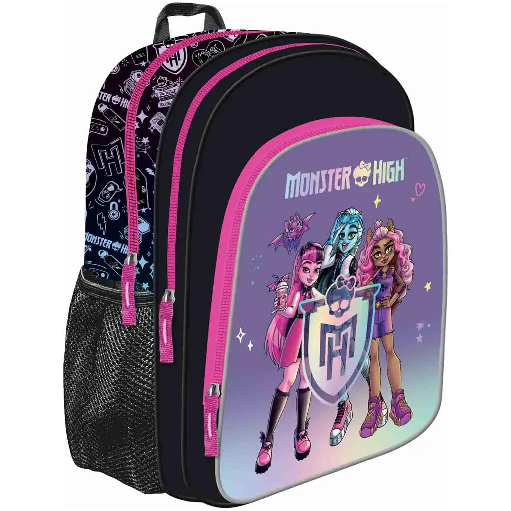 Monster High fekete iskolatáska, hátizsák 38x30x18cm