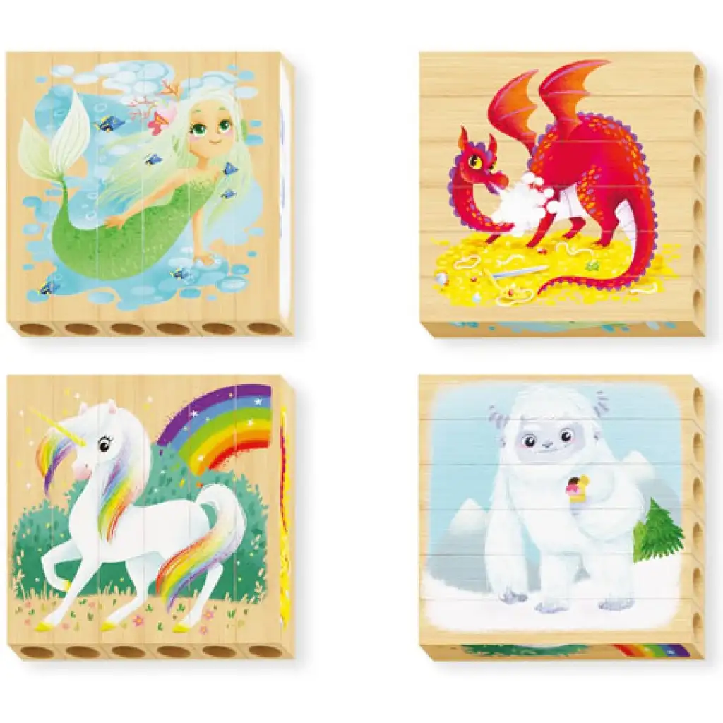 Quercetti: PlayBio Fantasztikus lények 4 az 1-ben fahasáb puzzle kép 2