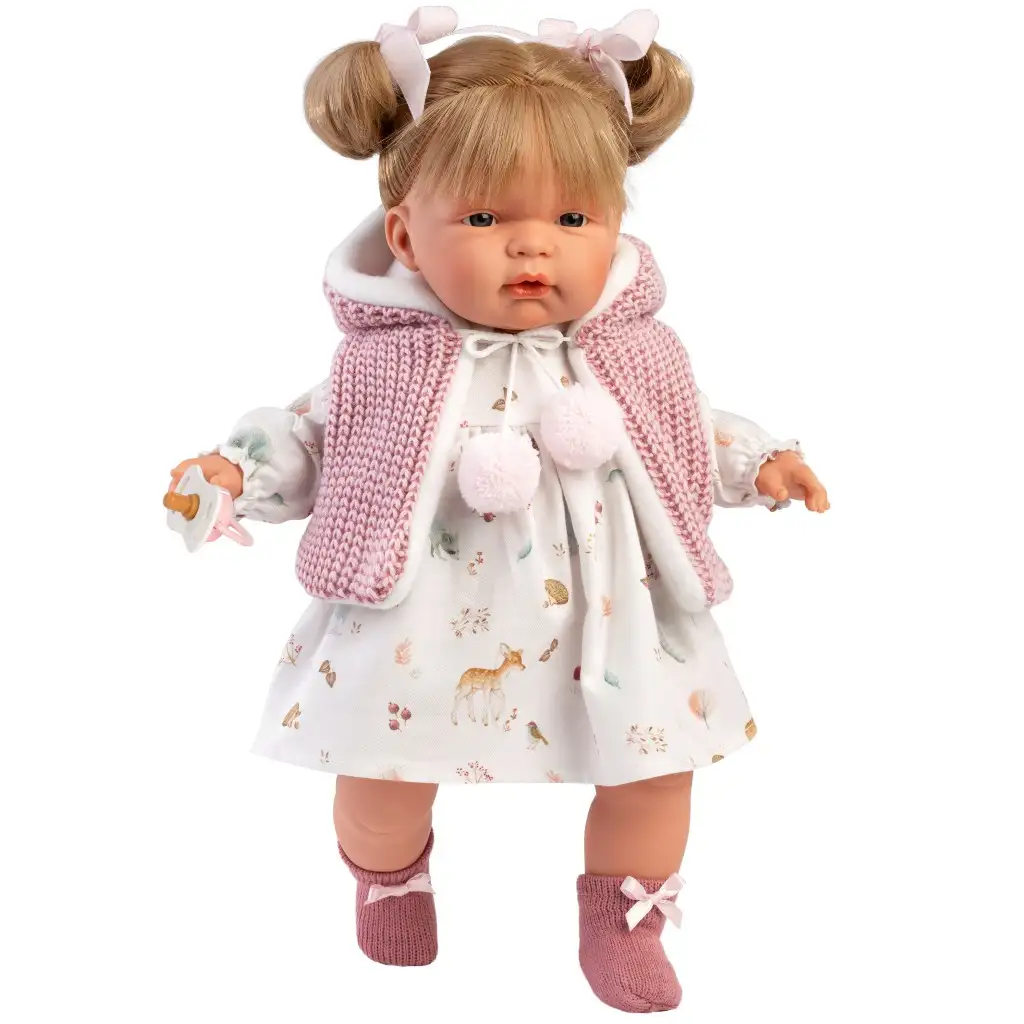 Llorens: Joelle 38cm-es baba hanggal őzikés ruhában