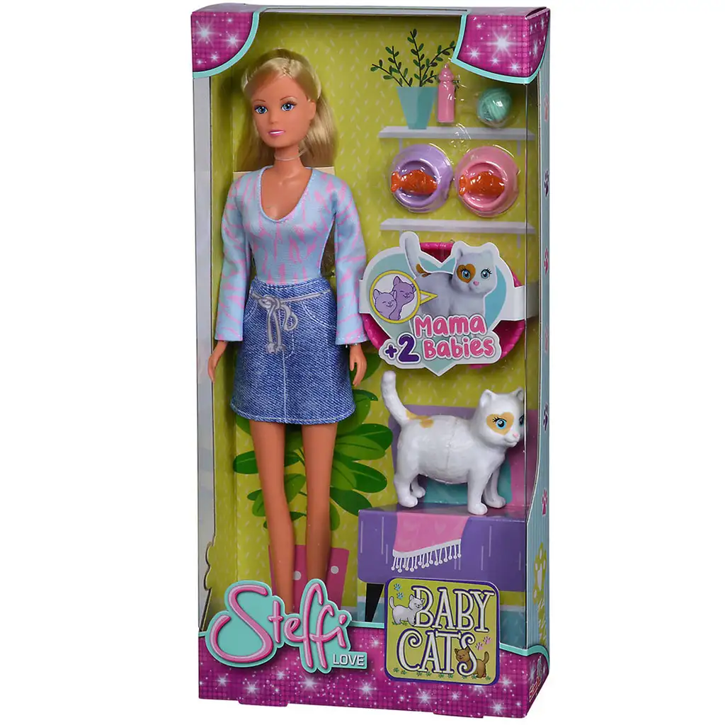 Steffi Love: Szőke hajú Steffi baba cicákkal és kiegészítőkkel 29cm - Simba Toys kép 5
