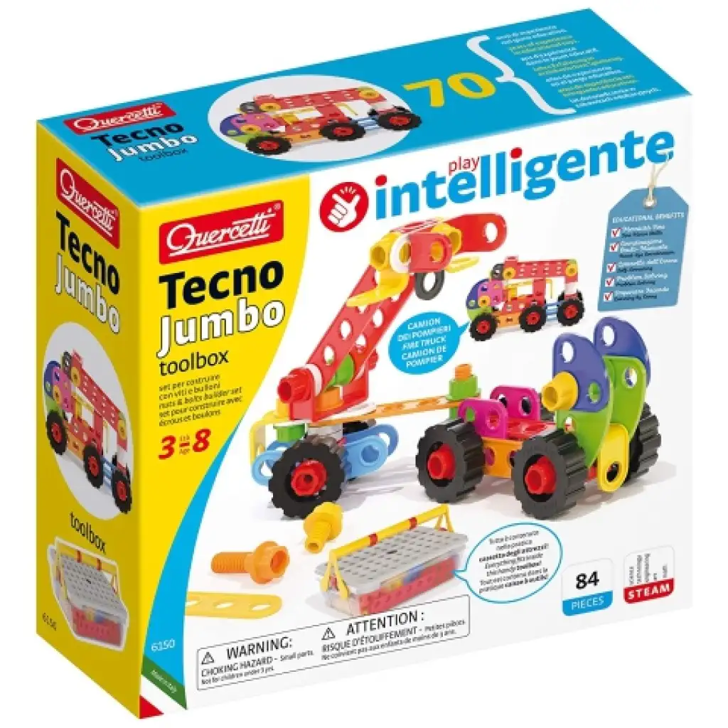 Quercetti: Tecno Jumbo munkagépek építőjáték szett 84db-os kép 5