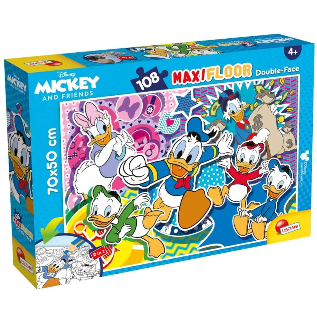 Disney Kacsamesék 2 az 1-ben 108db-os puzzle és színező 70x50cm - Lisciani