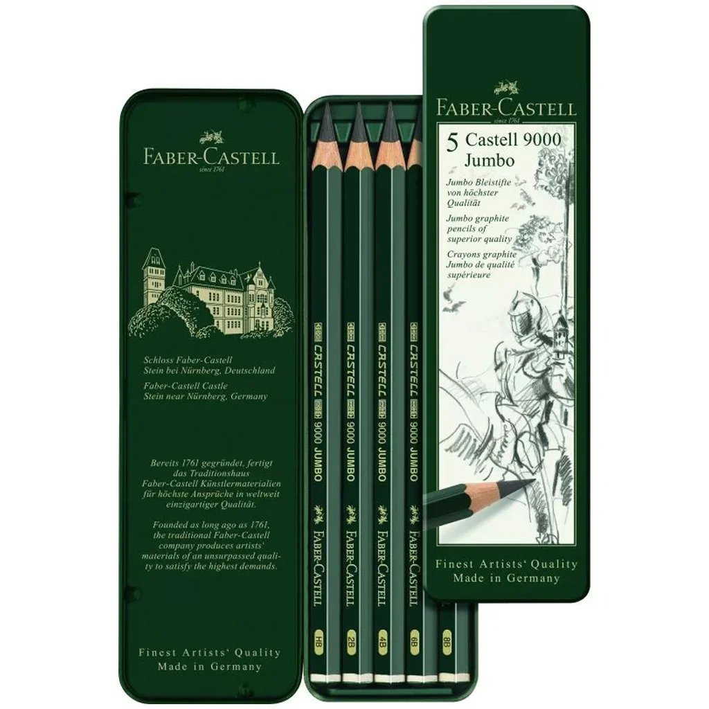 Faber-Castell: 9000 Jumbo grafitceruza fém dobozban 5db-os szett