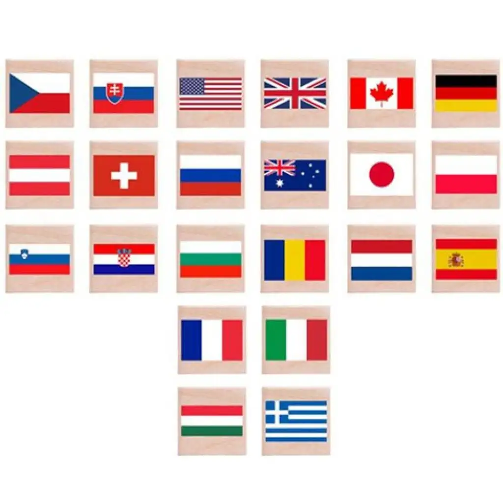 Zászlók fa memória játék dobozban - Woodyland kép 2