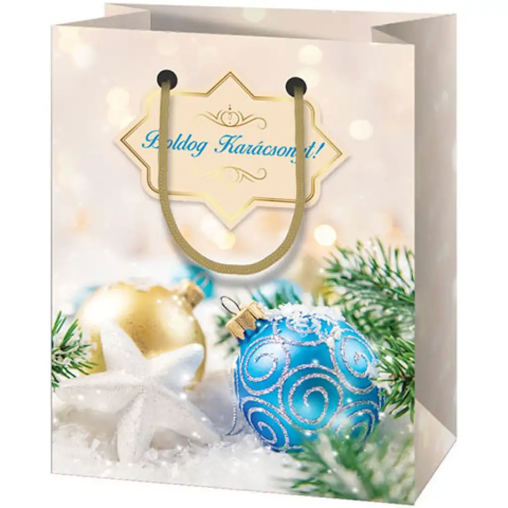 Boldog Karácsonyt! nagy méretű ajándéktáska 20x23x9cm