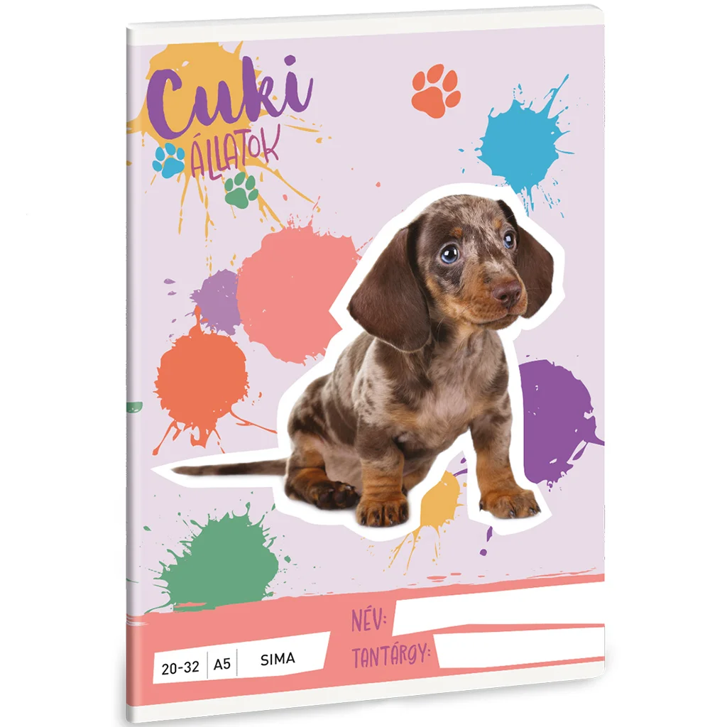 Ars Una: Cuki Állatok - Harlekin tacskó sima füzet A/5 20-32