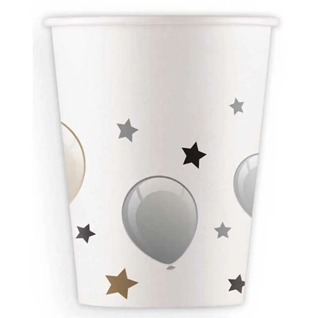 Ezüst színű 8 db-os papírpohár szett 200ml