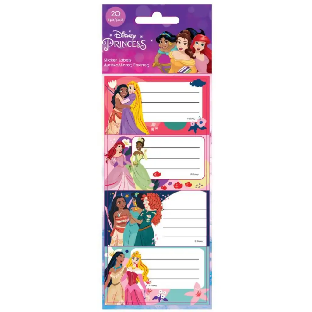 Disney Hercegnők 20db-os öntapadós füzet címke