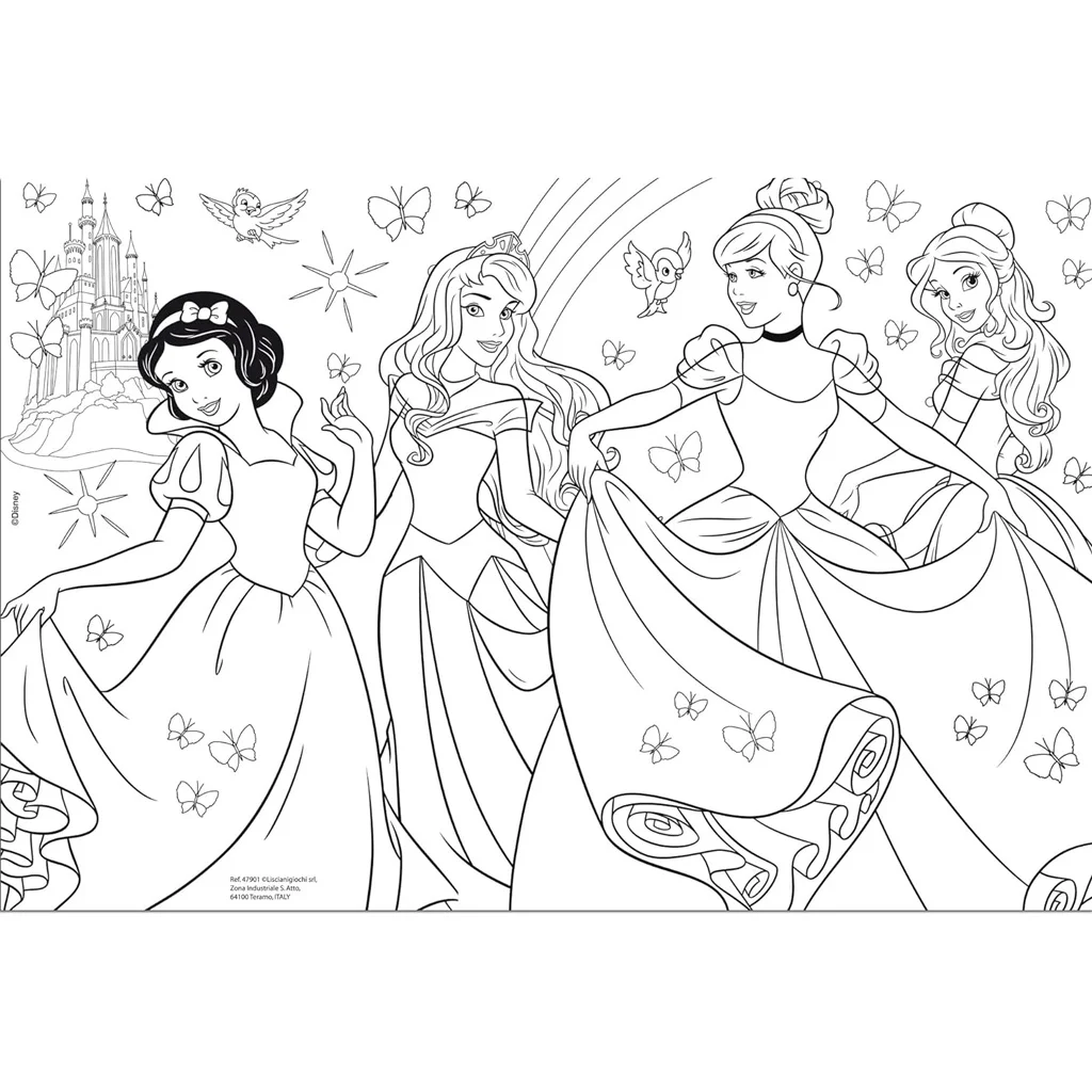 Disney Hercegnők 2 az 1-ben 60db-os puzzle és színező 50x35cm - Lisciani kép 3