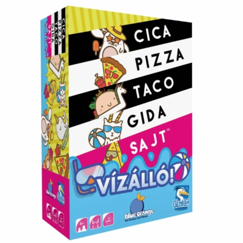 Vízálló cica, pizza, taco, gida, sajt társasjáték