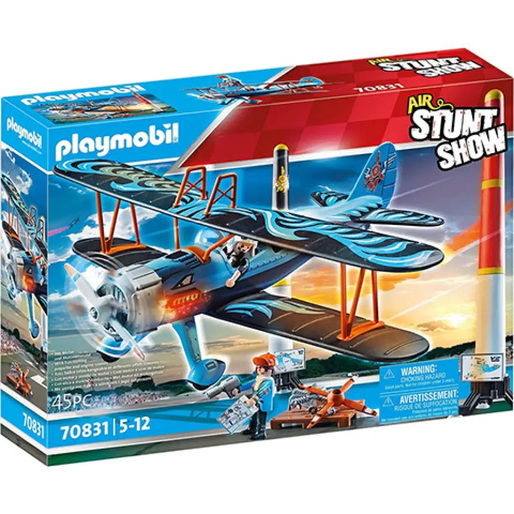 Playmobil: Air Stuntshow - "Főnix" kétfedelű repülő hanggal (70831)
