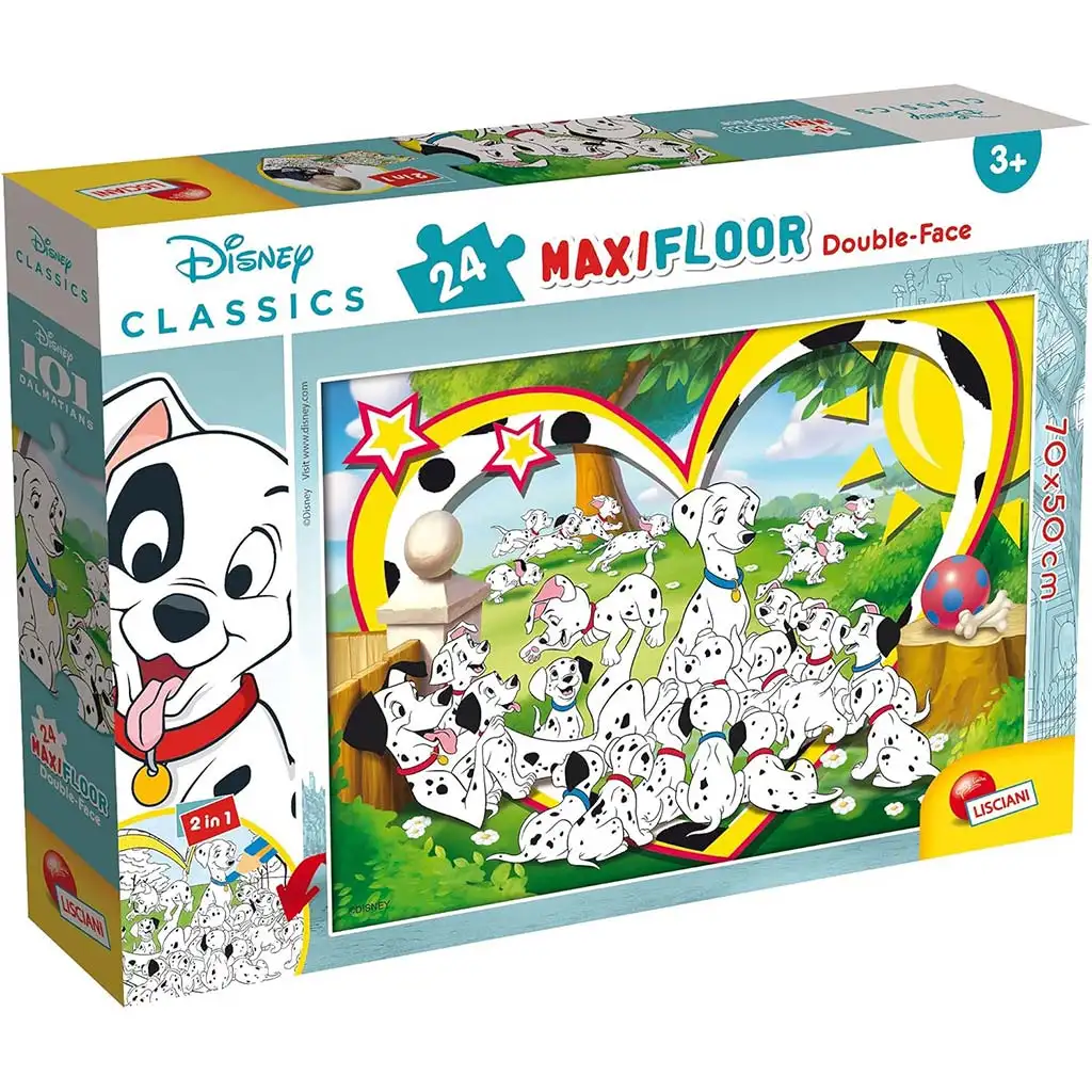 Disney 101 kiskutya 2 az 1-ben maxi 24db-os puzzle és színező 70x50cm - Lisciani