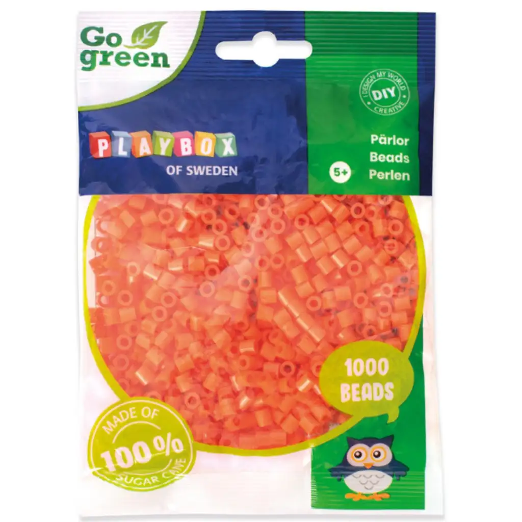PlayBox: Go Green 5mm-es MIDI vasalható gyöngy 1000db-os narancssárga színben