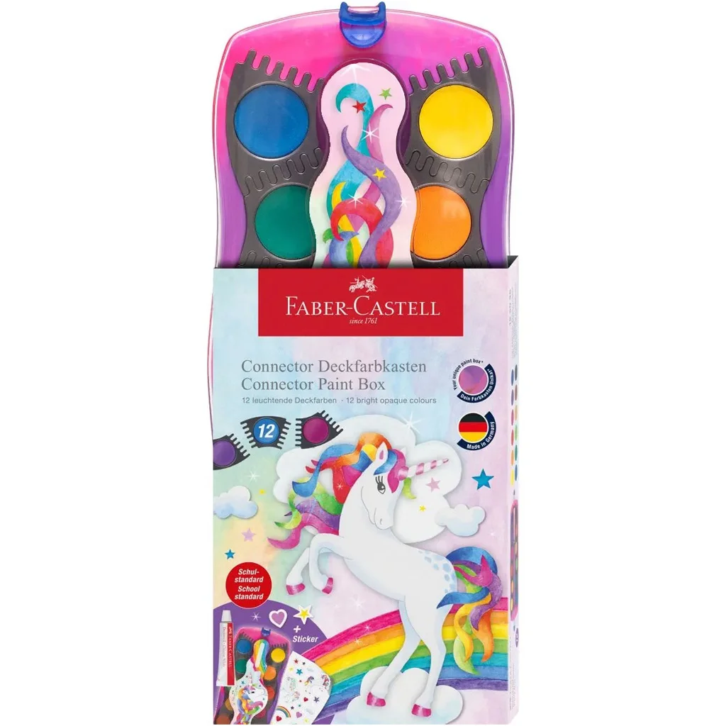 Faber-Castell: Connector 12db-os vízfesték készlet összeilleszthető palettákkal, unikornisos