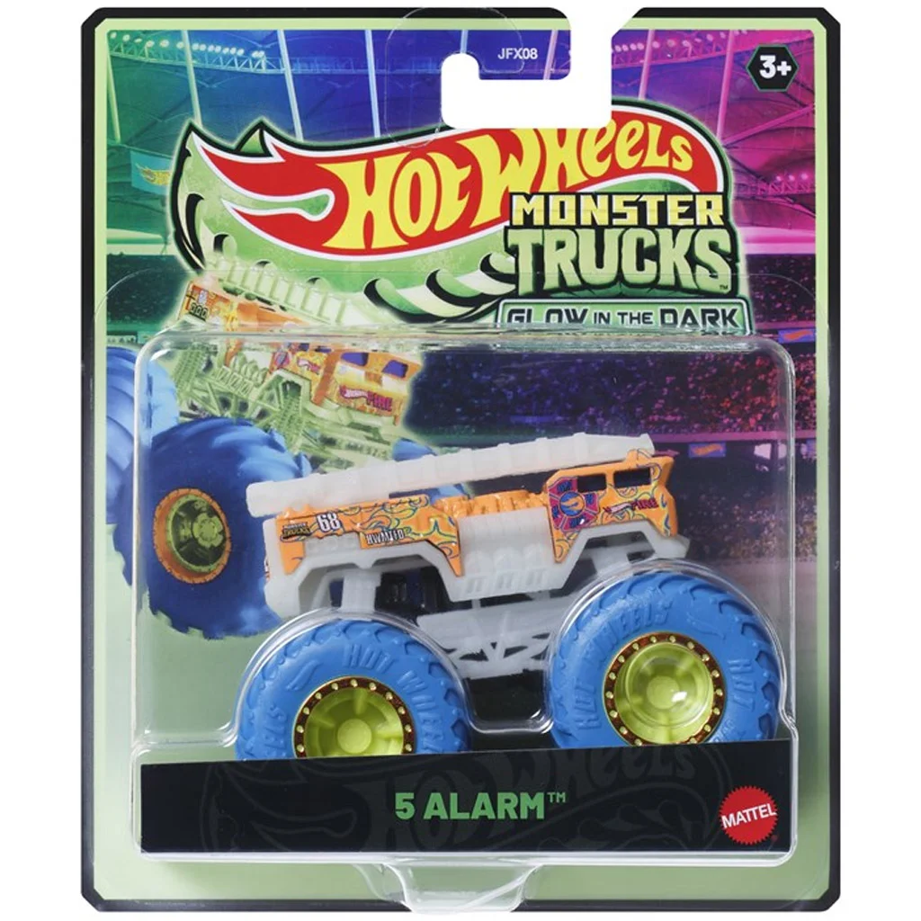 Hot Wheels Monster Trucks: 5 Alarm sötétben világító kisautó 1/64 – Mattel