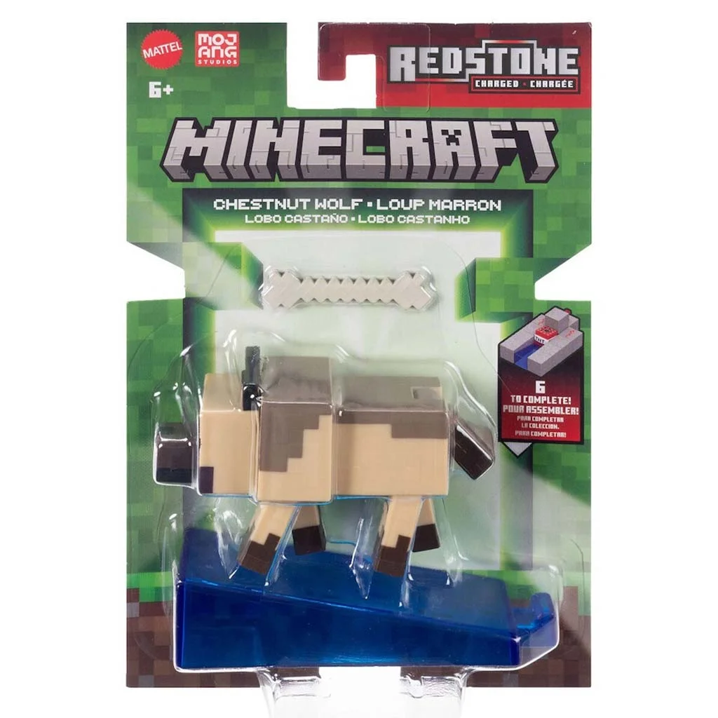 Minecraft: Chestnut Wolf, farkas karakter játékfigura kiegészítőkkel - Mattel