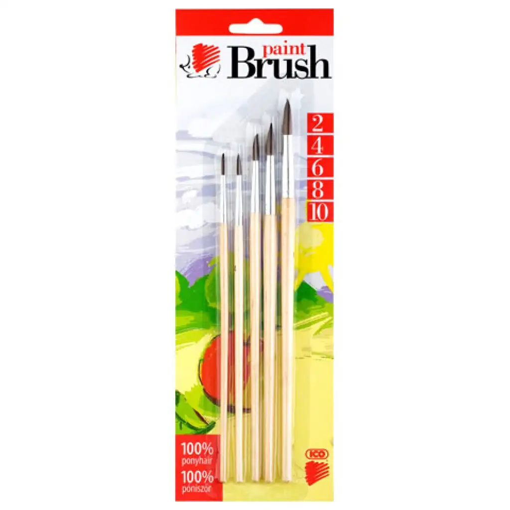 ICO: natúr fanyelű póniszőr ecset ötféle méretben